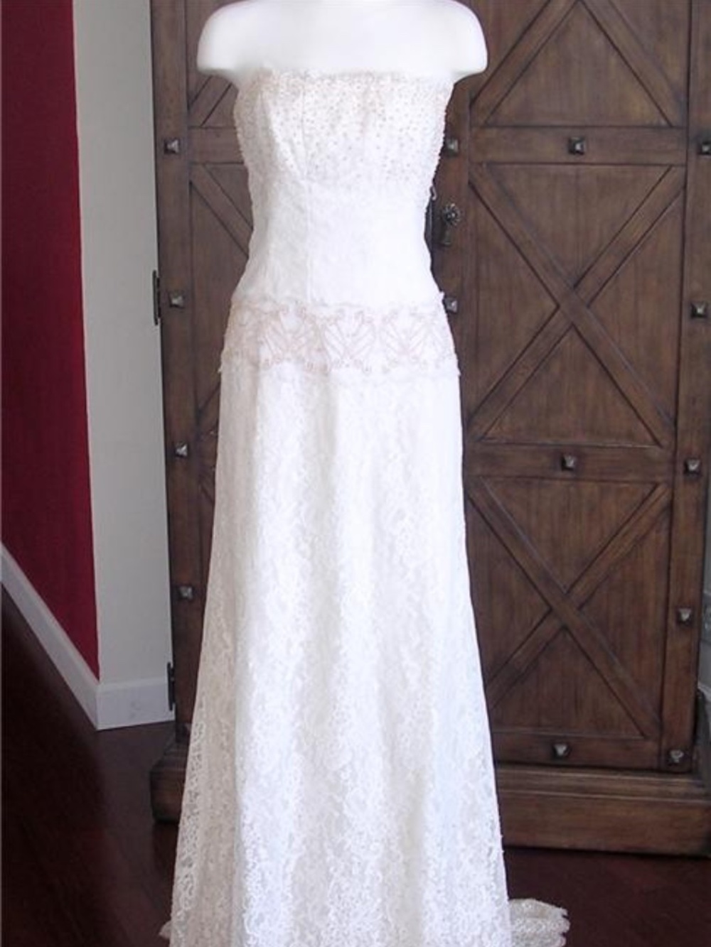 NICOLE MILLER STRAPLESS BEADED LACE BRIDAL WEDDING GOWN FD0002 2 $1150